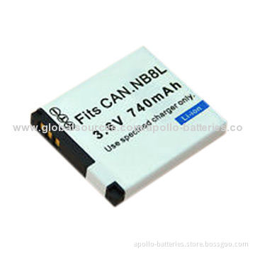 Camera Battery NB8L for Canon, 3.6V, 1,200mAh
